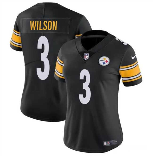 Womens Pittsburgh Steelers #3 Russell Wilson Black Vapor Football Stitched Jersey Dzhi->->Women Jersey